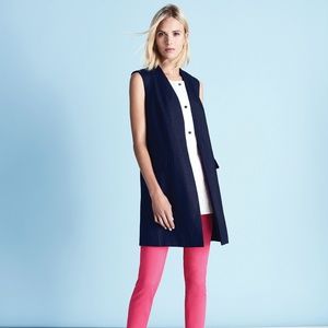 Navy Elongated Gilet Jacket Color Vest